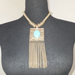 Turquoise and Gold Statement Necklace #sold